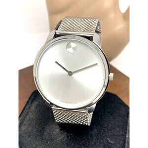 Movado Men's Watch 3600832 Bold Silver Dial Swiss Quartz Mesh Steel Band 42mm